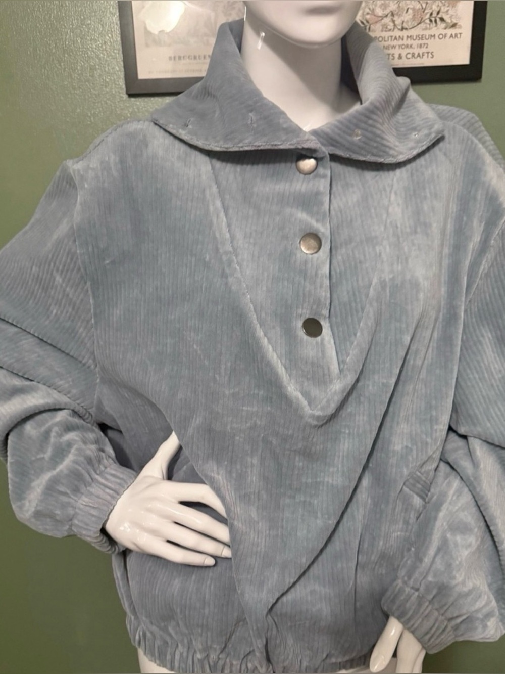 &merci Blue Corduroy Pullover Hoodie Sweatshirt NWT Size M